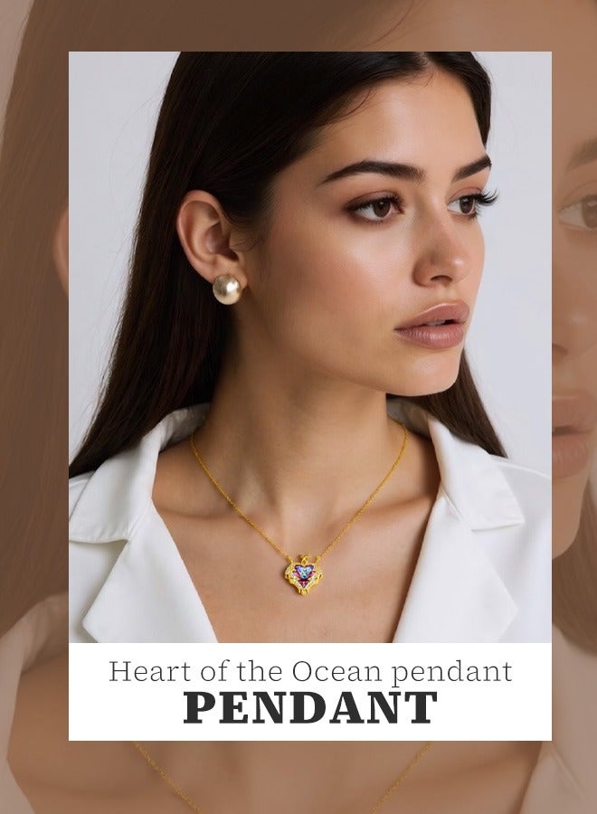 Heart-Stirring Ocean: Blue Ocean Pendant Necklace - Zinc Alloy Non-Fading Collarbone Chain | Romantic Valentine's Gift