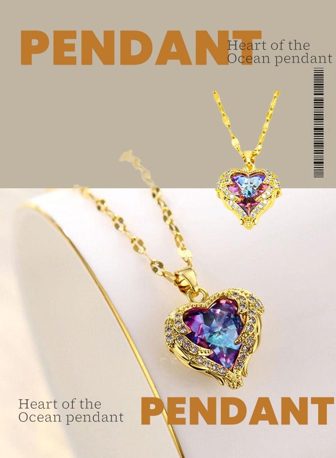 Heart-Stirring Ocean: Blue Ocean Pendant Necklace - Zinc Alloy Non-Fading Collarbone Chain | Romantic Valentine's Gift