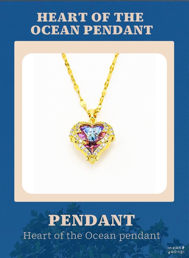 Heart-Stirring Ocean: Blue Ocean Pendant Necklace - Zinc Alloy Non-Fading Collarbone Chain | Romantic Valentine's Gift