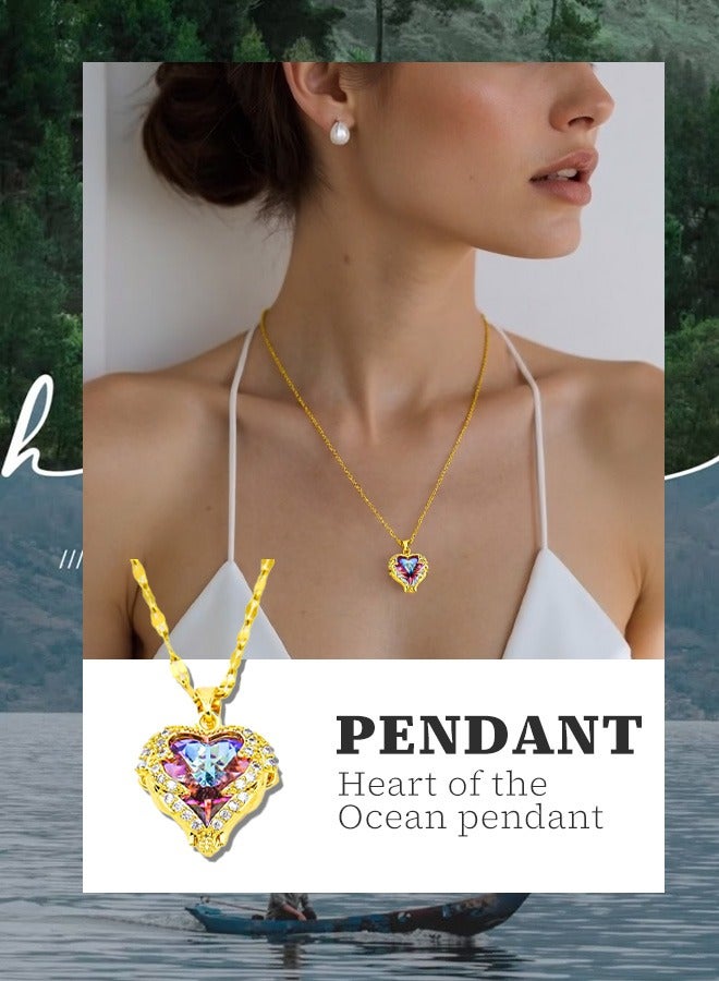 Heart-Stirring Ocean: Blue Ocean Pendant Necklace - Zinc Alloy Non-Fading Collarbone Chain | Romantic Valentine's Gift