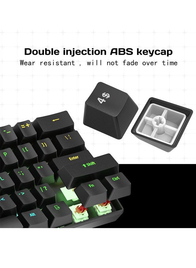 Reelyo Mechanical Gaming Keyboard English Arabic  With RGB LED Rainbow Backlit Quick Response USB Wired E-sport Waterproof 61 Keys Keyboard For Windows/MacOS/Android And PC Gamers - Image 3