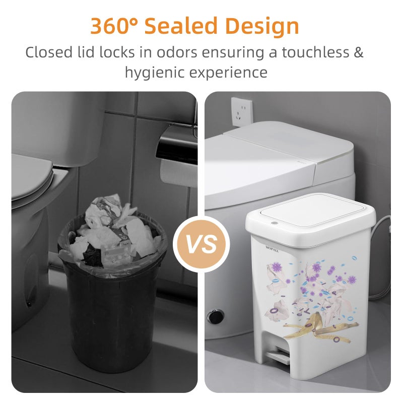 MOPALL 21.5L/5.7Gal Slim Bathroom Trash Can with Lid Soft Close, Bathroom Garbage Can with Press Top Lid & Foot Pedal, Step Trash Bin Wastebasket Waste Bin for Home, Kitchen, Garage, Apartment, Office - Image 4