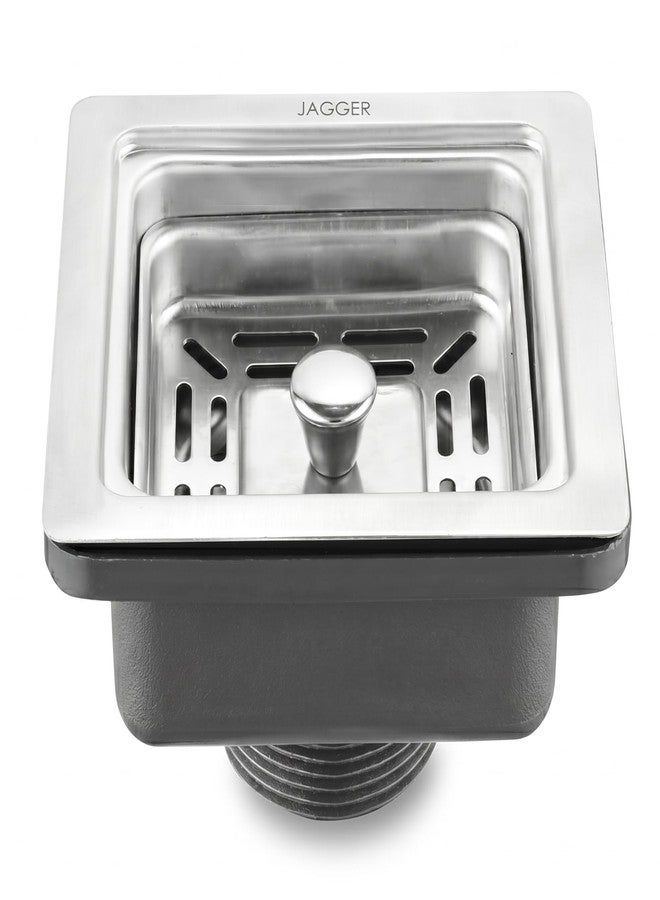 JAGGER JAG450 4 Inch Square Sink Coupling - Stainless Steel & PVC Drain Coupler | Rust-Free & Durable For Kitchen Sink, Basin & Utility Area (SINK COUPLING ONLY) - Image 1