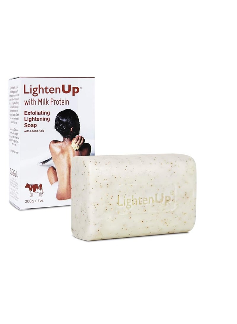 LIGHTENUP Lighten-Up Exfoliating Soap | 7.7 oz / 200 g | Brightening Soap Bar, AHA Body Soap | with Milk Protein