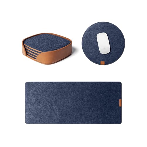 DailyObjects Felt Desk Trio Bundle with Desk Mat|Coaster|Orb Mouse Pad - Limited Edition - Blue - Image 1