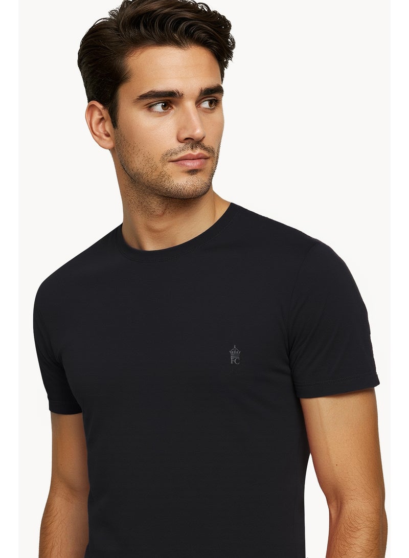 French Connection مجموعة من 3 تي شيرتات بياقة دائرية للرجال من فرنش كونكشن - رمادي، أزرق داكن وأزرق - Image 3