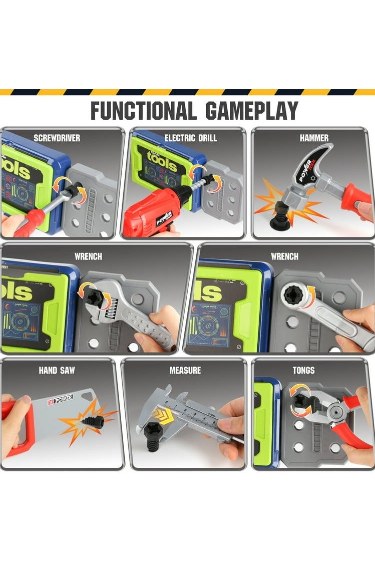 41-Piece Kids Tool Bench with Electric Drill – Realistic Toddler Construction Tools Set – Pretend STEM Workbench Toy for Boys & Girls, Ages 3+ - Image 2