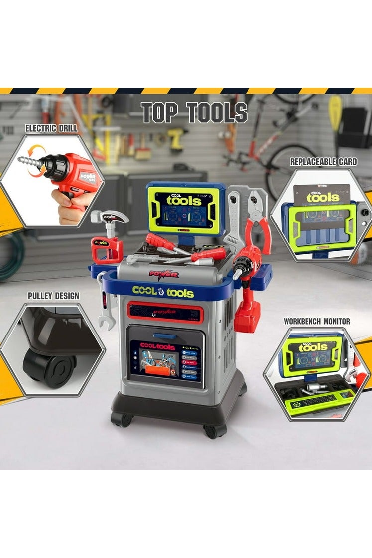 41-Piece Kids Tool Bench with Electric Drill – Realistic Toddler Construction Tools Set – Pretend STEM Workbench Toy for Boys & Girls, Ages 3+ - Image 3