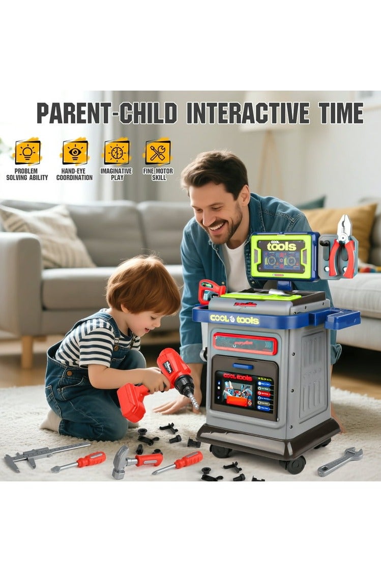 41-Piece Kids Tool Bench with Electric Drill – Realistic Toddler Construction Tools Set – Pretend STEM Workbench Toy for Boys & Girls, Ages 3+ - Image 5