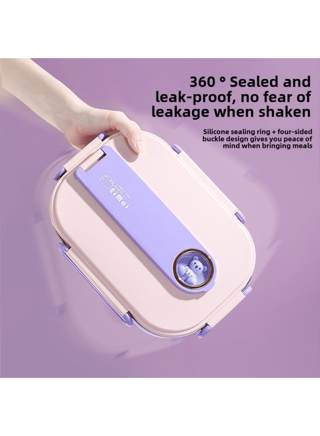 316 Stainless Steel Children's Lunch Box Primary School Students Special Compartment Lunch Box Insulation Portable Lunch Box With Food For Office Workers-Specifications:Dinner Plate Bag-panda  - Image 3