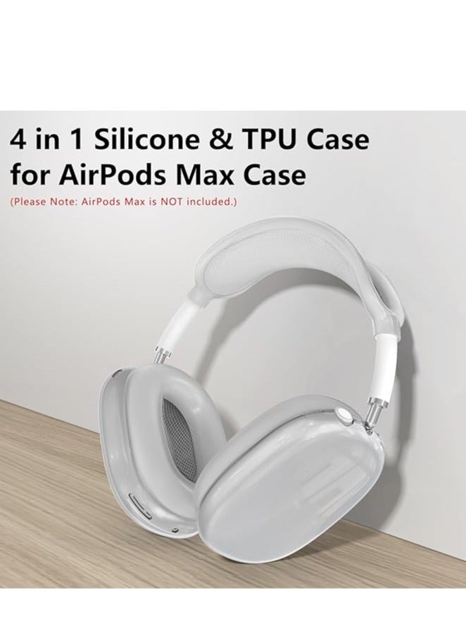4 in 1 Clear Silicone Case Cover for AirPods Max Headphones White  - Image 2