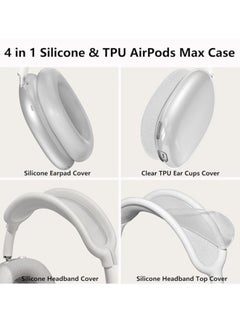 Generic 4 in 1 Clear Silicone Case Cover for AirPods Max Headphones White  - Image 4