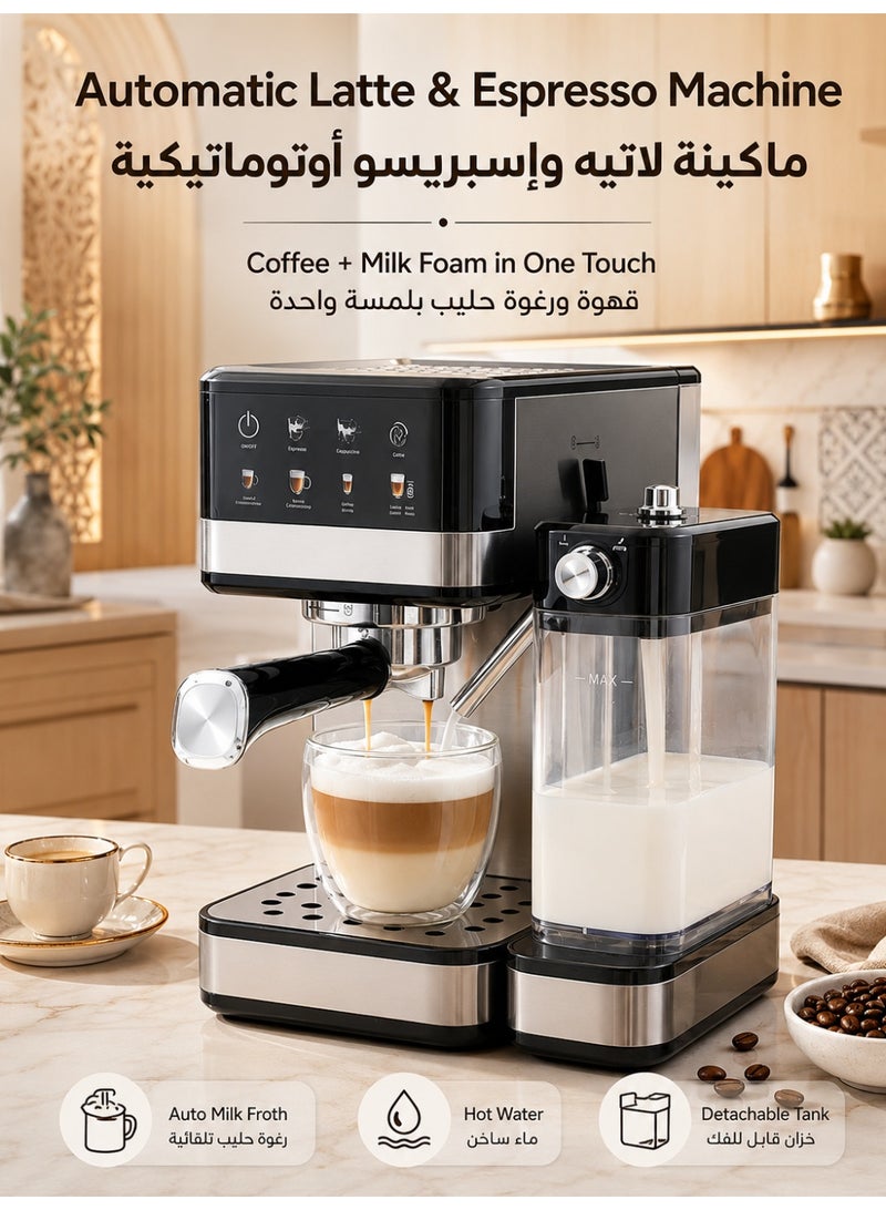 TEKSTA Espresso Machine, Espresso Coffee Machine|20 Bar, 1350W|, Coffee Machine with Milk Tank, Semi-Automatic Coffee Maker with Milk Frother, Cappuccino Machine for Latte & Macchiato - Image 1