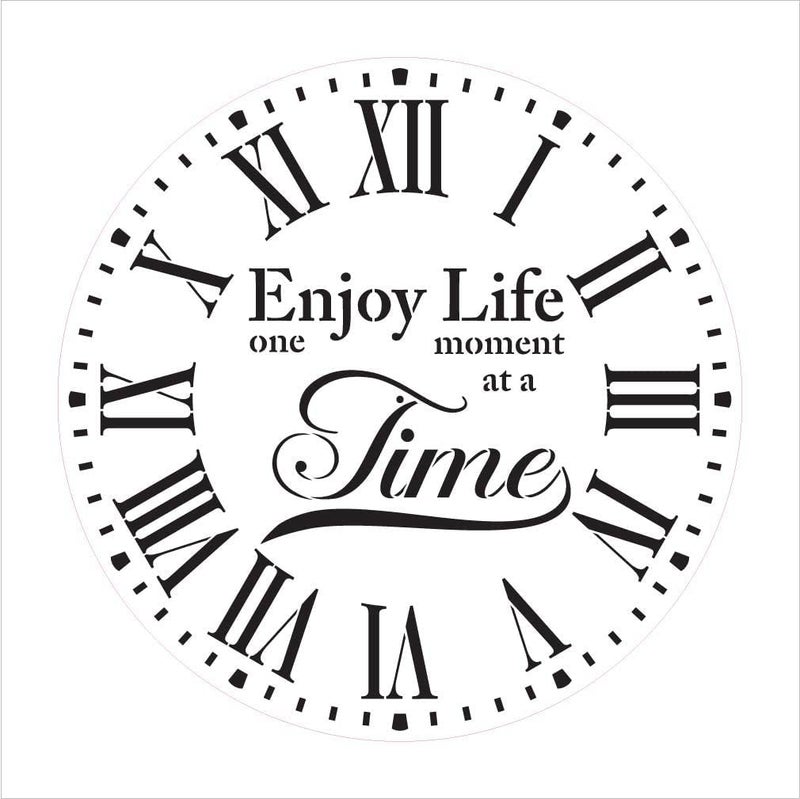 ivana's Ivana's Round Clock Stencil Roman Numerals - Enjoy Life One Moment at a Time Letters - DIY Painting Farmhouse Country Home Decor Art - Size (24" (2 Parts))  - Image 4