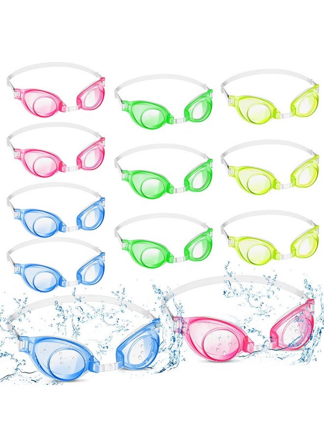 Konohan - 12 Pairs Summer Kids Swimming Goggles No Leaking Swim Goggles Kids Pool Goggles Wide View Swim Glasses Clear Water Goggles With Adjustable Strap For Youth Children Teens Boys Girls Aged 6 14 4 Colors - Image 1