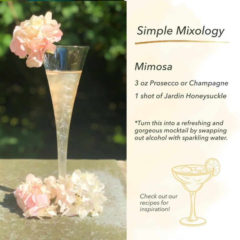 JARDIN PREMIUM Honeysuckle Sugar Free Cocktail Mixers - Spirit Enhancer for Cocktails and Mocktails - Aromatic and Floral Drink Glitter - KETO Mixer for Cocktails (25.4 Fl Oz) - Image 4