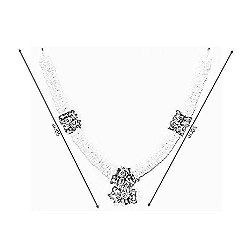 Daedal crafters Premium White Artificial Arabic Jasmine Garland with 8-Lotus, Decorative Mala for God Photo Frames Handmade Garland (50cmx50cm) - Image 2