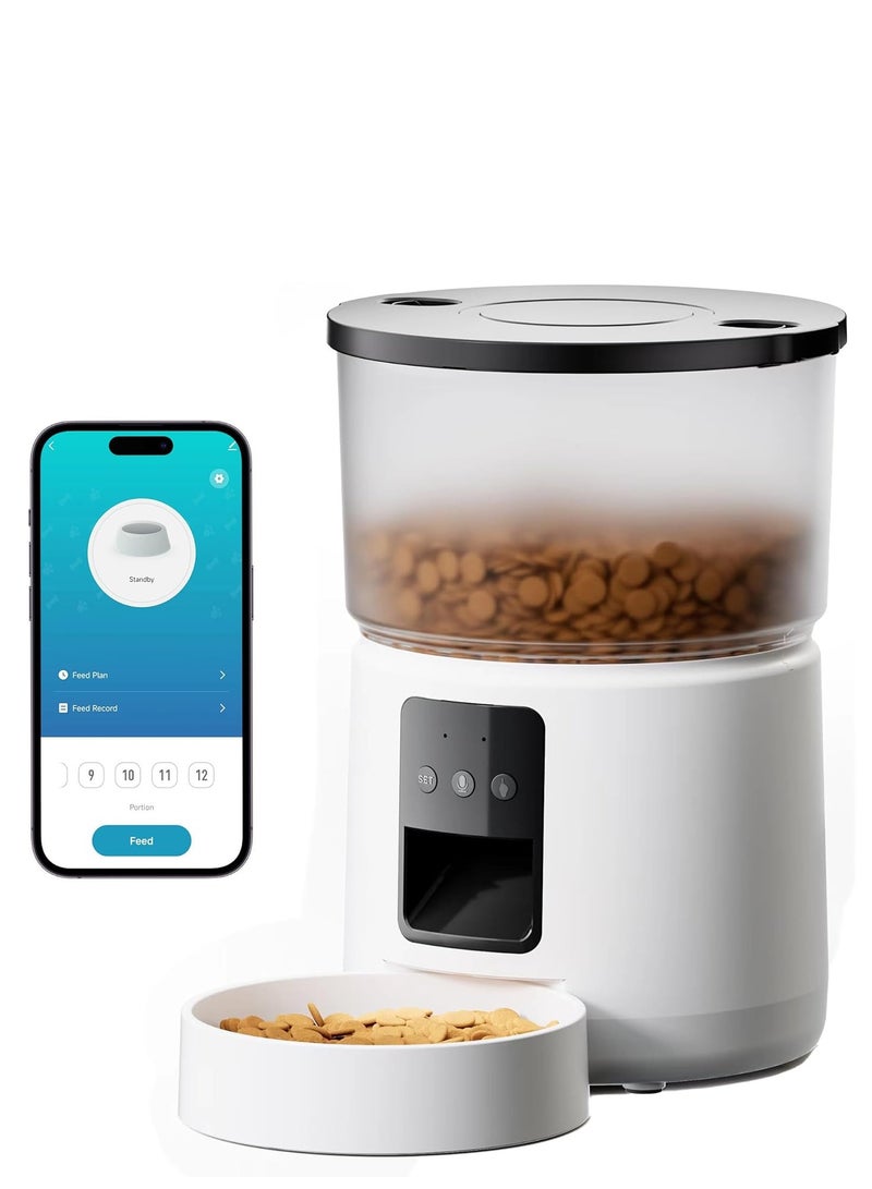 3L Automatic Cat Food Dispenser with Programmable Timer, 1-6 Meals a Day, with Sliding Lid and 10s Recording Function (Black) - Image 1