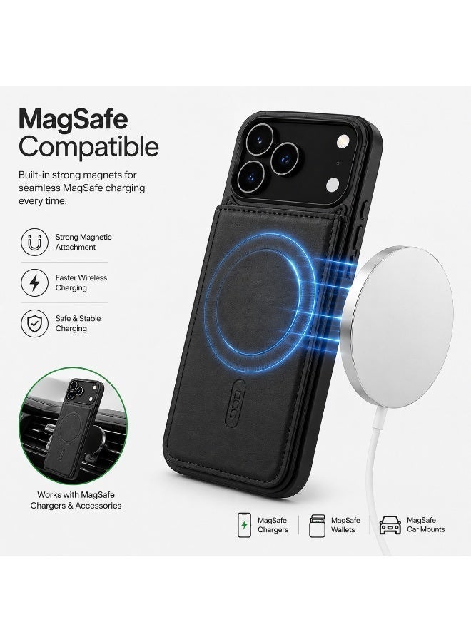 NOVA TECH iPhone 17 Pro Max MagSafe Wallet Case, Premium Leather Card Holder Flip Cover with RFID Blocking - Image 3