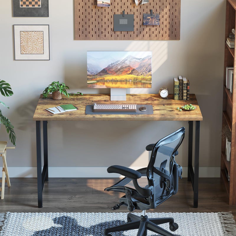 Grandder 32 inch Computer Desk, Small Home Office Desk Study Writing Kid Table for Small Spaces, Simple PC Work Desk, Adjustable Feet, Rustic Brown - Image 2