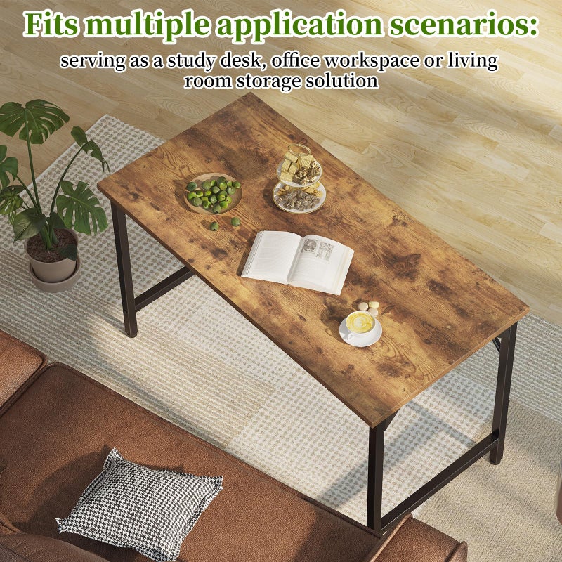 Grandder 32 inch Computer Desk, Small Home Office Desk Study Writing Kid Table for Small Spaces, Simple PC Work Desk, Adjustable Feet, Rustic Brown - Image 4