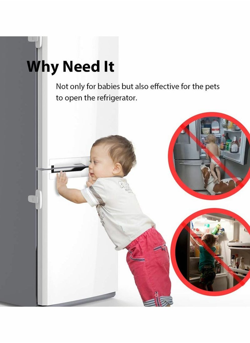 Y&D - 2 PCS Home Fridge Freezer Door Lock KASTWAVE Latch Catch Toddler Kids Child Refrigerator Cabinet Locks Baby Safety Easy to Install and Use 3M Adhesive no Tools Need or Drill White - Image 1