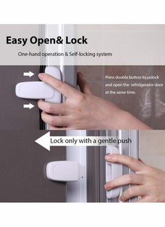 Y&D 2 PCS Home Fridge Freezer Door Lock KASTWAVE Latch Catch Toddler Kids Child Refrigerator Cabinet Locks Baby Safety Easy to Install and Use 3M Adhesive no Tools Need or Drill White  - Image 3
