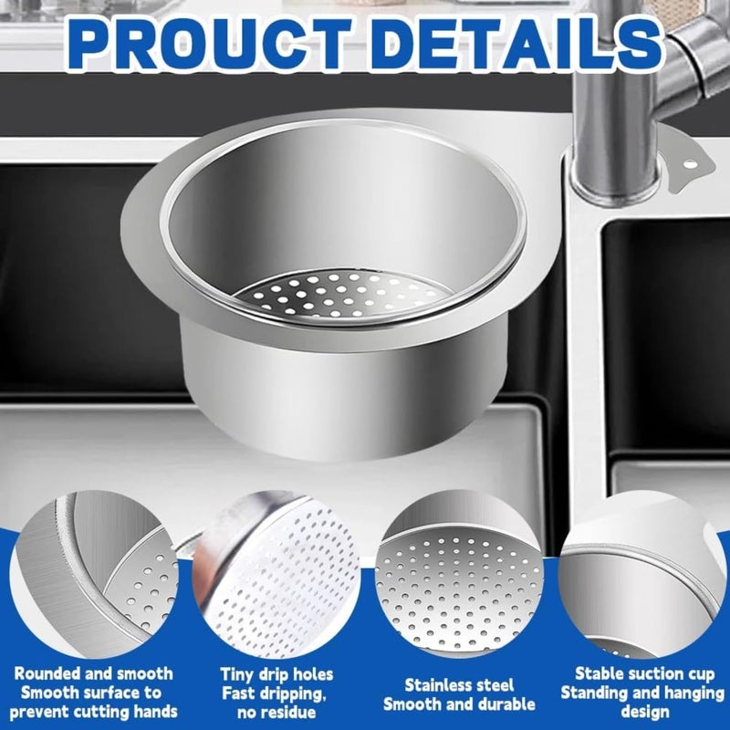 KitchenFest Swan Sink Strainer Corner Stainless Steel Basket Drain Rack Multipurpose Drainer Basket Hanging Filtering for Sink Pasta, Washing Fruits and Vegetables Kitchen - Image 3