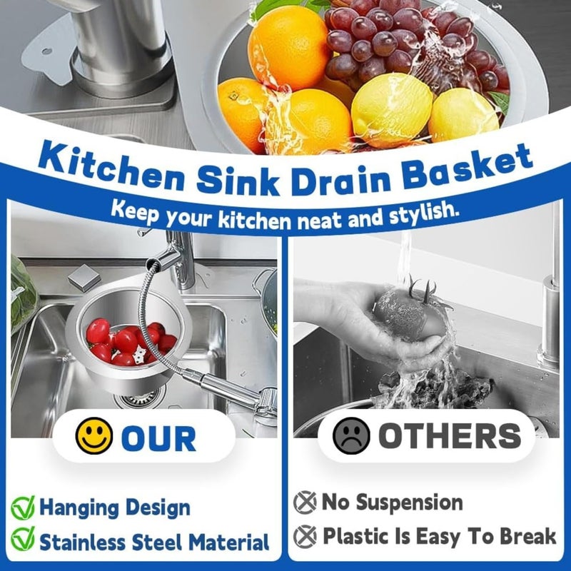 KitchenFest Swan Sink Strainer Corner Stainless Steel Basket Drain Rack Multipurpose Drainer Basket Hanging Filtering for Sink Pasta, Washing Fruits and Vegetables Kitchen - Image 4