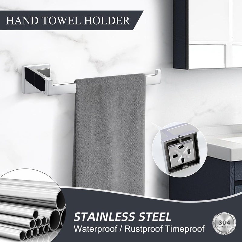 TURS 5-Piece Bathroom Hardware Set Polished Towel Bar Sets Include 23.4 Inch Towel Rail Hand Towel Bar Tissue Holder and 2 Towel Hooks, Stainless Steel Wall Mounted Towel Racks for Bathroom - Image 3