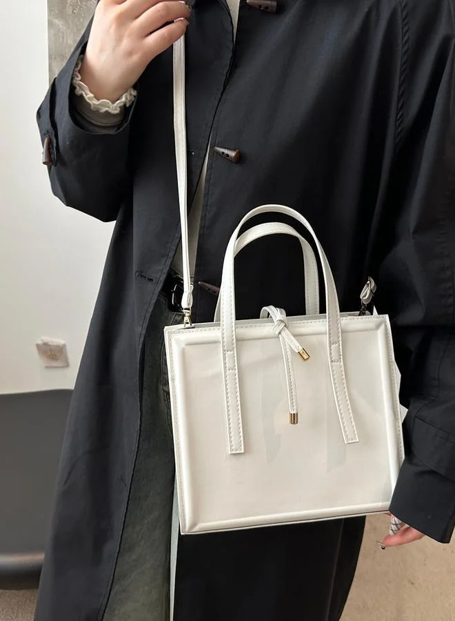 تايك تو White Shoulder Bag with Zip Closure