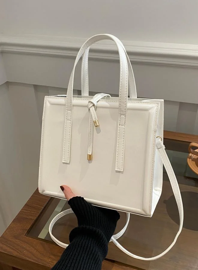 تايك تو White Shoulder Bag with Zip Closure