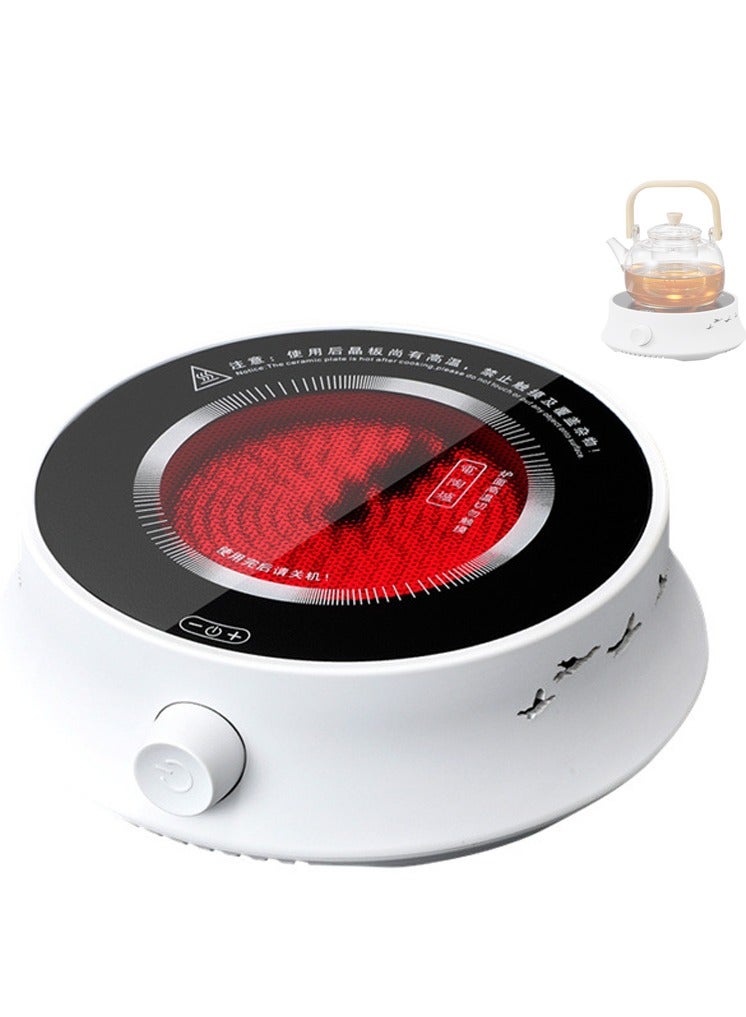 Mini Infrared Cooker, Infrared Stove, Coffee Pot Warmer, Electric Tea Kettle Stove, Electric Ceramic Hob 20 Minutes Auto Power Off Electric Stove, Heating Stovetop Burner (800W, White) - Image 1