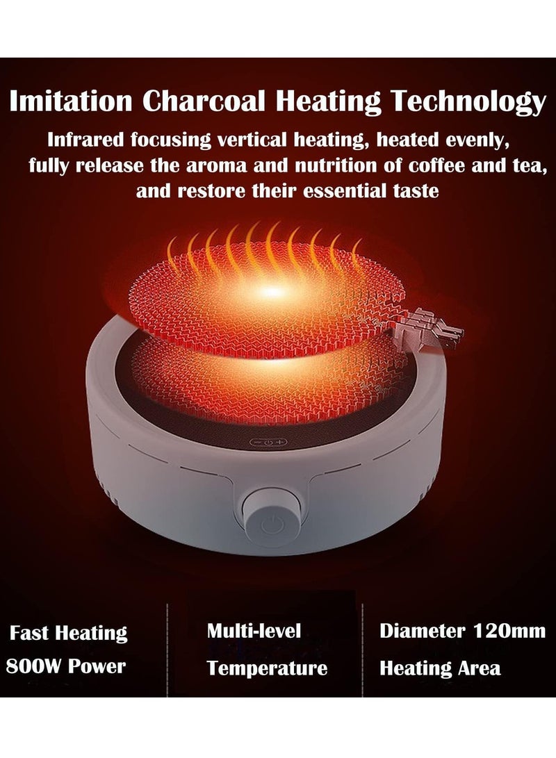 Mini Infrared Cooker, Infrared Stove, Coffee Pot Warmer, Electric Tea Kettle Stove, Electric Ceramic Hob 20 Minutes Auto Power Off Electric Stove, Heating Stovetop Burner (800W, White) - Image 3
