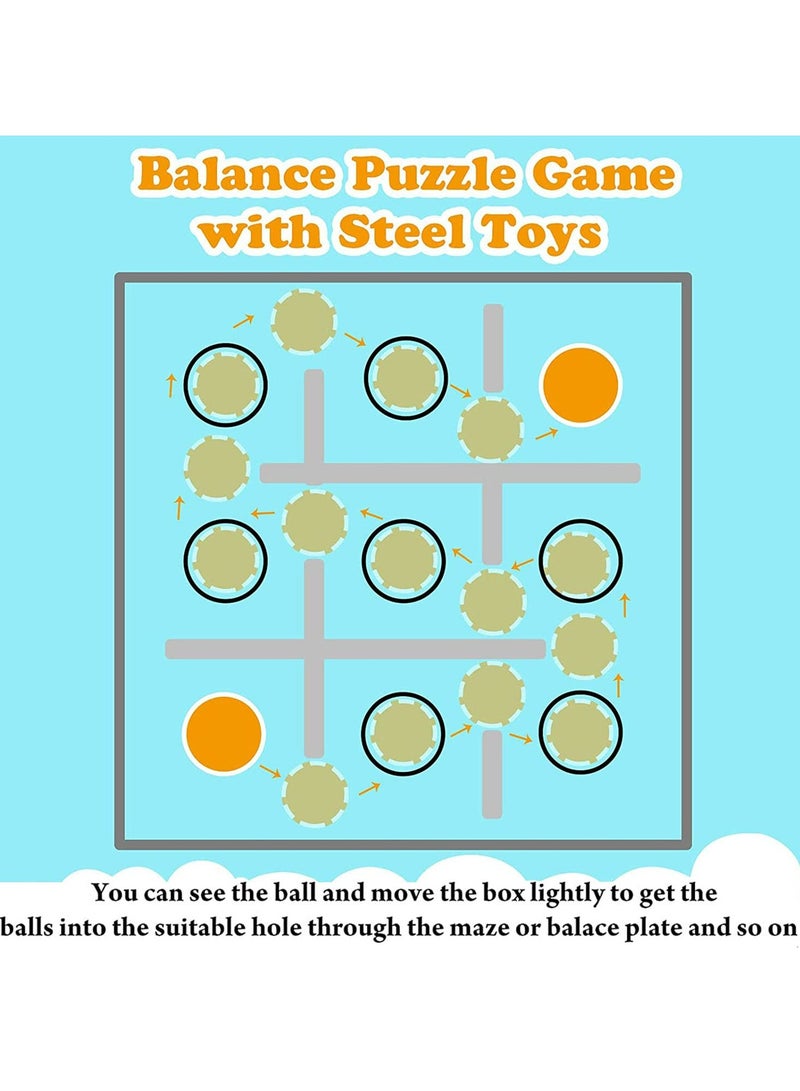 CMGTYYD. متاهة ذكاء التوازن، 12 قطعة من صناديق ألغاز لعبة المتاهة مع ألغاز متاهة كرة فولاذية تشغل الدماغ، متاهة كرة ذكاء عادية صغيرة ثلاثية الأبعاد لألعاب ألغاز تحدي التوازن، ألعاب صغيرة للمراهقين والبالغين - Image 3