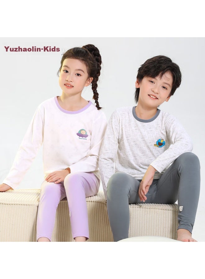 Yuzhaolin Children's Thermal Underwear Set, Baby Cotton Class A Breathable, Boys And Girls Autumn Clothes And Pants, Angry Little Bird 160 - Image 2