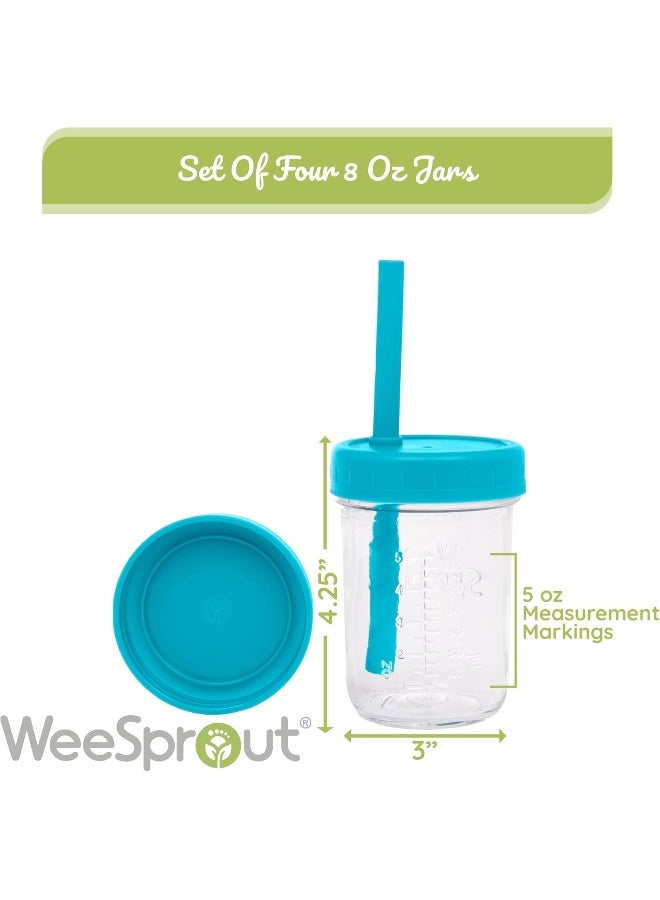 WeeSprout Glass Cups With Lids & Straws, Spill-resistant Cups for Toddlers & Kids - Image 4