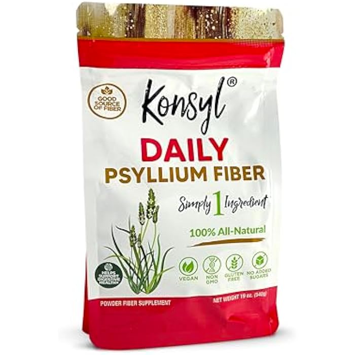 Konsyl Daily Psyllium Fiber Powder - 19oz, 90 Servings, Natural Unflavored Soluble Dietary Fiber Supplement - Psyllium Husk Prebiotic for Digestive Support and Gut Health - Sugar Free, Keto & Vegan - Image 1