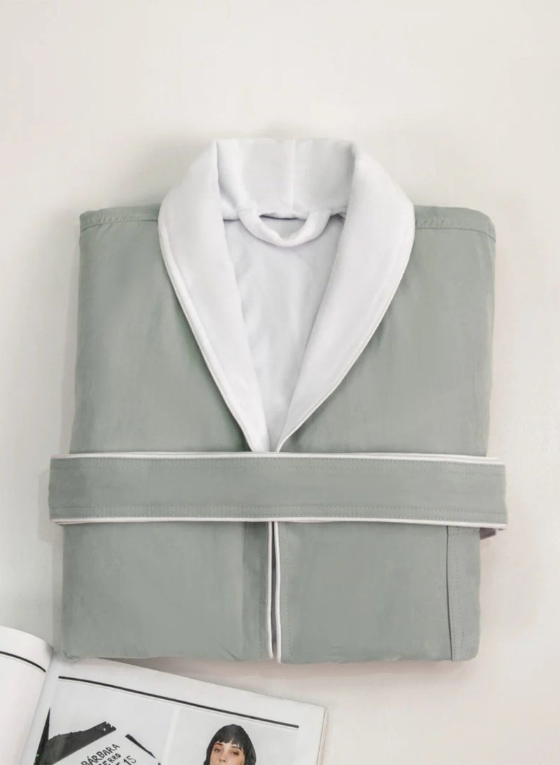 ناداف روب منزلي نداف قطن 100% فاخر رصاصي وزن 1.16 كجم مقاس L / XL - Image 2