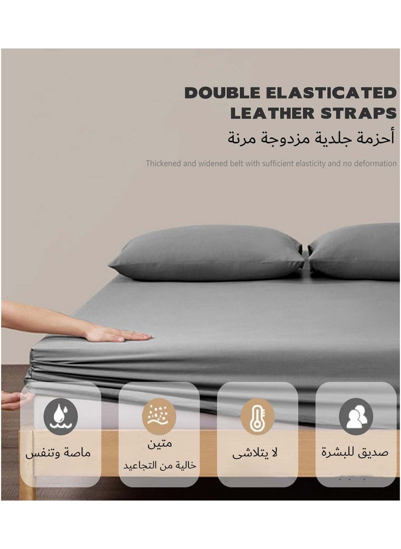 Home Essential Fitted sheet set/3 King size - 100% Cotton Light Weight Everyday Use 144 TC High Quality 1 Bed Sheet 180x200+33cm, 2 Pillow Case 50x75cm - Grey Cotton Dark Grey - pzsku/Z2D04ED7B1E9E867BF54BZ/45/_/1726396702/32b200f6-11ea-435d-9d93-c977455d2903