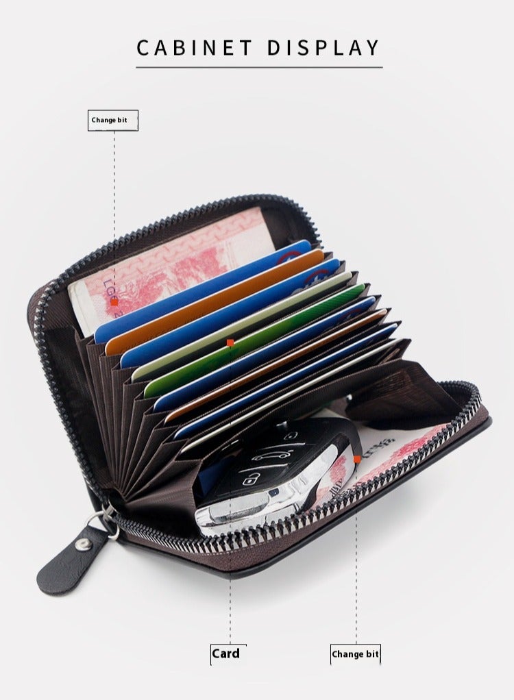 بايلليري محفظة رجالية قصيرة بتصميم أوروبي وأمريكية عتيقة متعددة الوظائف مزودة بسحاب وحامل بطاقات باللون الأسود - Image 2