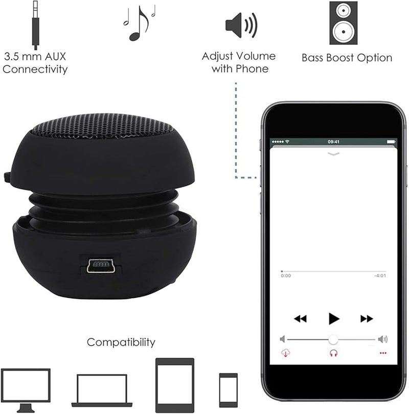 مكبر صوت سفر محمول صغير قابل لإعادة الشحن مع مدخل مساعد 3.5 مم لمقبس سماعات الرأس - Image 5