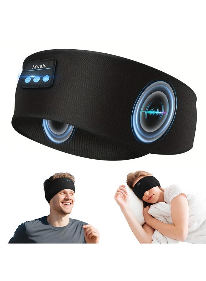 عصابة رأس رياضية وسماعات رأس بلوتوث وقناع نوم للعين وسماعات رأس رياضية لاسلكية وقناع نوم للعين (أسود) - Image 1
