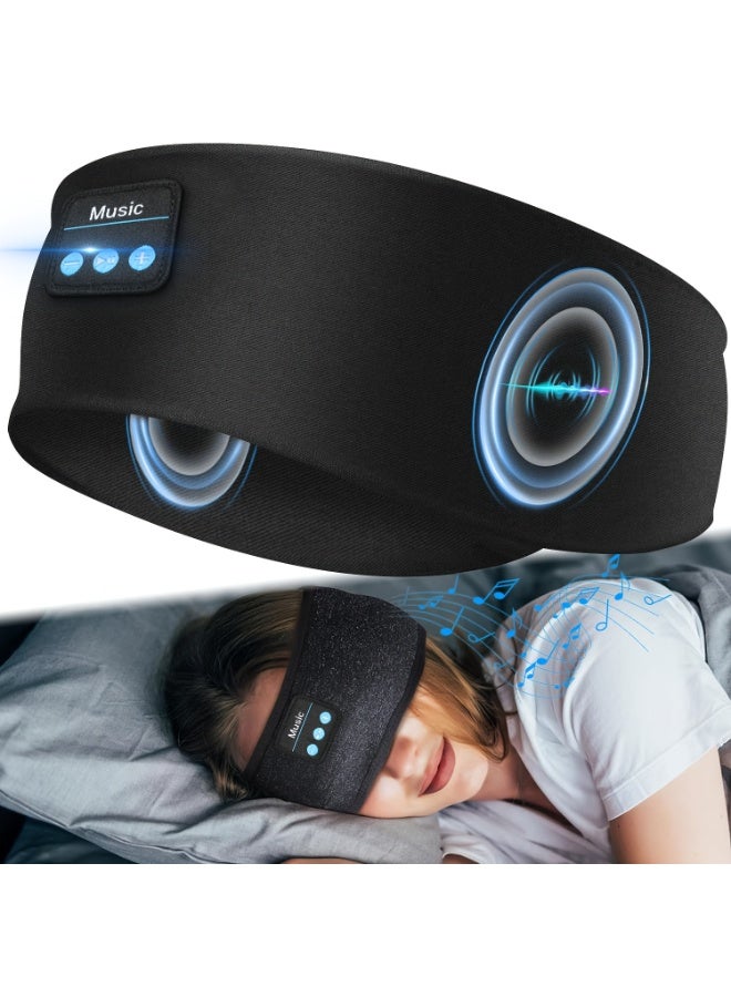 عصابة رأس رياضية وسماعات رأس بلوتوث وقناع نوم للعين وسماعات رأس رياضية لاسلكية وقناع نوم للعين (أسود) - Image 3