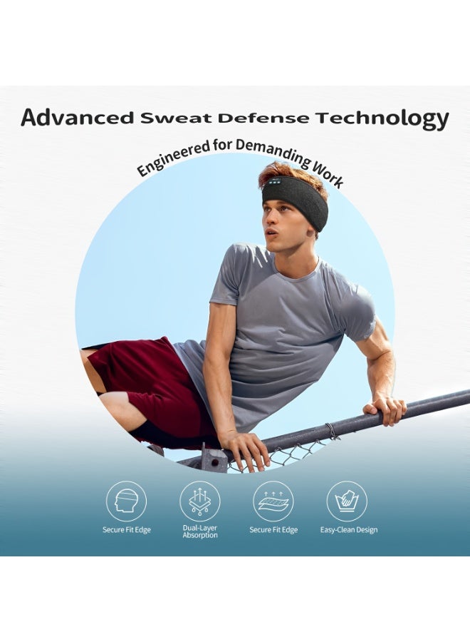 عصابة رأس رياضية وسماعات رأس بلوتوث وقناع نوم للعين وسماعات رأس رياضية لاسلكية وقناع نوم للعين (أسود) - Image 5