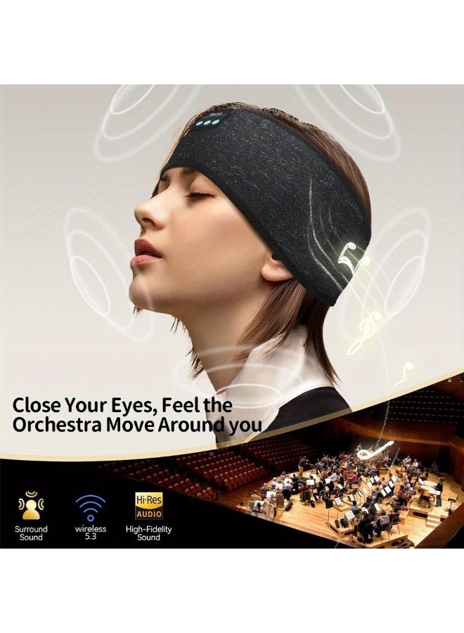 عصابة رأس رياضية وسماعات رأس بلوتوث وقناع نوم للعين وسماعات رأس رياضية لاسلكية وقناع نوم للعين (أسود) - Image 4