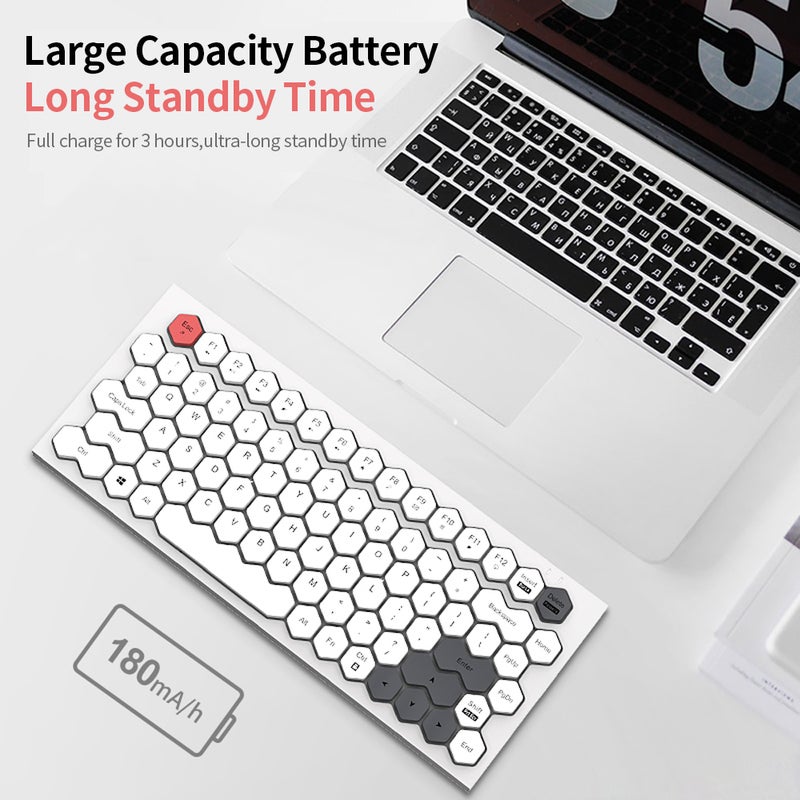 Mofii Phoneix Wireless BT Keyboard Mixed Color 83 Key Mini Portable Girls Keyboard for Phone/Tablet/Laptop White - Image 5