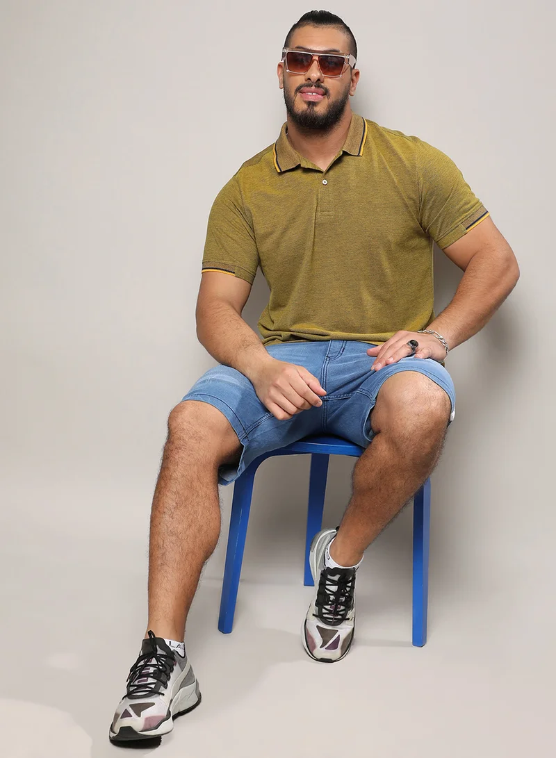 Instafab Plus Instafab Plus Men's Olive Green Basic Polo T-Shirt For Casual Wear | Polo Neck | Short Sleeve | Half-Button Closure | T-Shirt Crafted With Comfort Fit For Everyday Wear