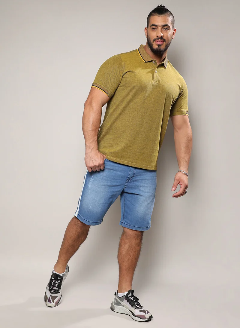 Instafab Plus Instafab Plus Men's Olive Green Basic Polo T-Shirt For Casual Wear | Polo Neck | Short Sleeve | Half-Button Closure | T-Shirt Crafted With Comfort Fit For Everyday Wear