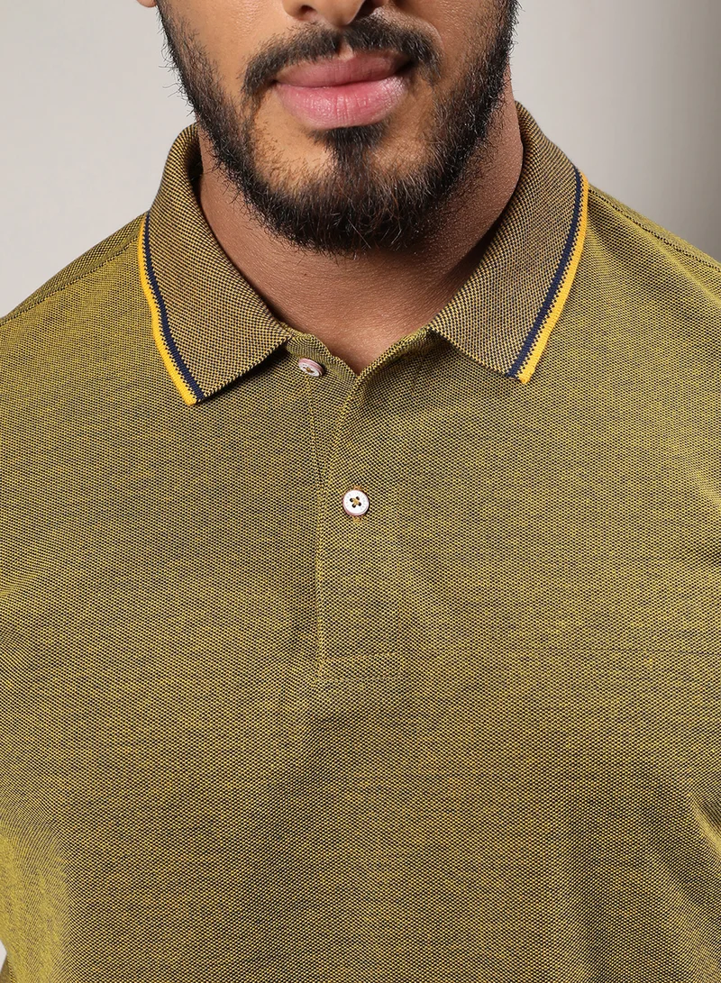 Instafab Plus Instafab Plus Men's Olive Green Basic Polo T-Shirt For Casual Wear | Polo Neck | Short Sleeve | Half-Button Closure | T-Shirt Crafted With Comfort Fit For Everyday Wear